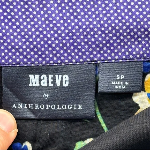 Anthropologie Maeve Adelaide Top Blouse Black Floral Crop Dolman Sleeve Women SP - Picture 5 of 16